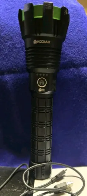 Kodiak 811446025478 Kolossus 15000 Lumen Super Bright Rechargeable Flashlight With Charger