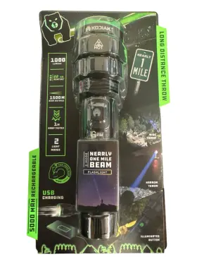Kodiak 811446025942 Nip Lighting Flashlight 1000 Max Lumens Nearly One Mile Beam