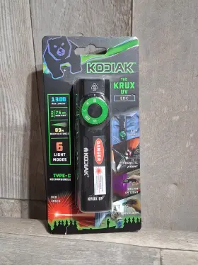 Kodiak 811446029506 Krux Uv Edc 1200 Lumen Rechargeable Flashlight Red Laser 6 Modes Magnetic