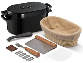 Kook Km1dopsk Dutch Oven With Lid Enameled Cast Iron Bread Baker 3.4 Quarts Kit