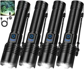 Kungf P133 4 Pack Flashlight Rechargeable High Lumens 99000 Lumen Super Bright Led Flas