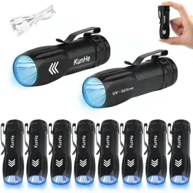 Kunhe Kh-003-uv-365-10 10 Pack Mini 365nm Uv Flashlight Rechargeable Black For Hotel Clea