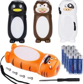Kunhe Trade Co.ltd. 313018410434 4 Pack Animal Flashlights For Kids 2 In 1 Toddler Flashlight Camping Lantern Fla