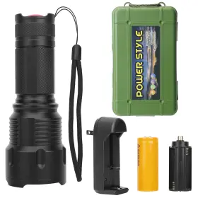 Lakeforest 617201854785 Led Rechargeable Flashlight Zoomable Aluminum Alloy Torch With High Low Strobe