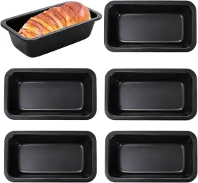 Lawei 8541886369 Non Stick Mini Loaf Pan 6 Pcs 3.5 X In Black For Bread Baking