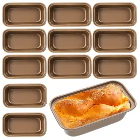 Am556103 Lemecima 1 12 Pcs Mini Loaf Pan For Baking Bread 6.1 X 3.3 2.1 Inches Gold