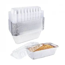 Lewarm Lp8x4x Disposable Bread Pans With Lids Bakeware Set 30 Pack 1.5lb Silver