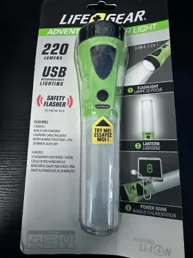 41-3747 Life Gear 220-lumen Adventure Rechargeable Power Light