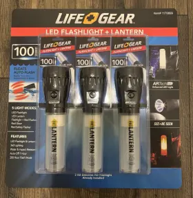 Lifegear 1170899 Life Gear Led Flashlight Lantern 3-pack 100 Lumens Each