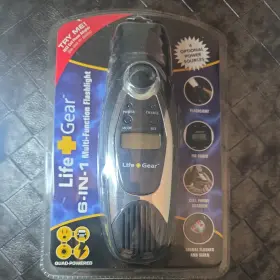 Lifegear 790678002443 Life Gear 6-in-1 Multi-function Flashlight Quad-powered Personal Safety Device