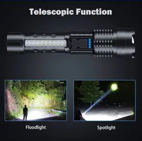 Light Market 854445734202 High-power Tactical Flashlight Set Led Rechargeable Waterproof Ultra Zoom