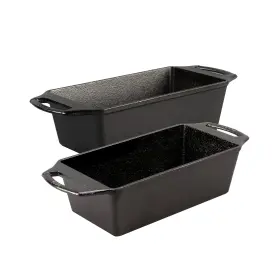Lodge 075536060651 Cast Iron Loaf Pan Set Of 2 12.5 Black