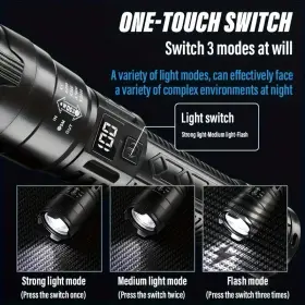 1287 Lumen New 1000 Abs Led Rechargeable 3 Modes Lightweight Flashlight