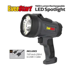 Lumen 194346369492 Everstart 1500 Rechargeable Led Portable Spotlight. New In Packaging
