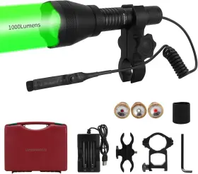 Lumenshooter 445049551510 A10 Ultimate 1000 Lumens Green Hunting Light Flashlight With Rubber Halo Shield