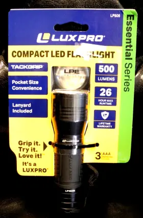 Lux.pro Lp505 Luxpro Compact Led 500 Lumen Handheld Flashlight With Wrist Lanyard New