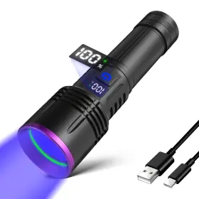 Luxnovaq Ln Lef A08 365uv Ba 365nm Uv Flashlight Rechargeable Black Light Powerful Lcd