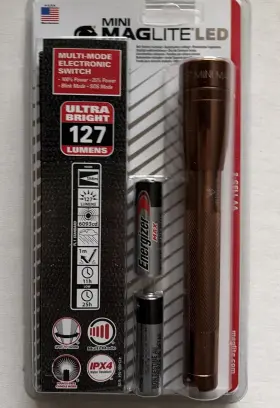 Mag-lite 53596 Mag-lite Mini Led 2aa Multi Mode Electronic Switch Copper Aluminum Construction