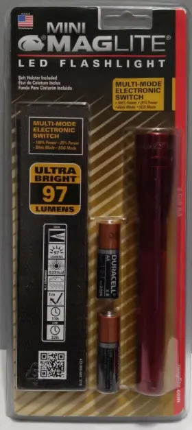 Mag-lite Sp2203hj Maglite Led Flash Light 2 Cell Aa Mini Red With Nylon Sheath