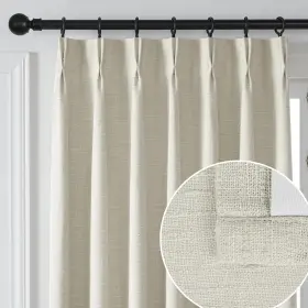 Mc05 Maison Colette 791727389768 Full Blackout Pinch Pleated Linen Texture Curtain For Living Room Back Tab Lu