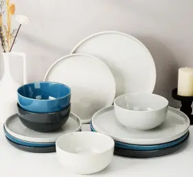 Mf-spiral-12 Metflavor Kitchen Plates And Bowls Set Dinner For 4 Handpainted Ware Sets M