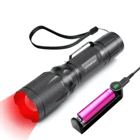 Metii Sb-076 Inch Rechargeable Red Flashlight With Bright White Light Zoom Lens Portable Led