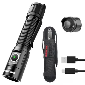 Mijomi J81-2 Rechargeable Flashlight 1300 Lumen Ip68 Waterproof With Holster
