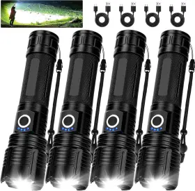 Milaoshu 726084848870 Rechargeable 4-pack Flashlights 99 000 Lumens 5 Modes Ipx7 Waterproof