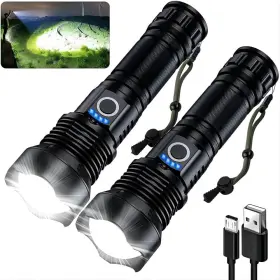 Milaoshu 744110565317 Rechargeable Flashlights 90000 High Lumens - 2 Pack Super Bright 12 Hours Long