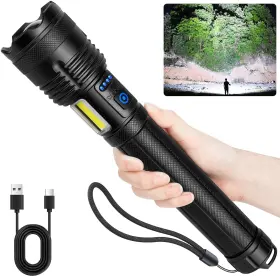 Milaoshu P121 Rechargeable Flashlights 90000 High Lumen 10000 Ah Attery Led Flashlight W