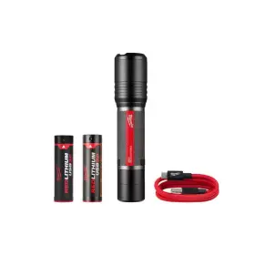 Milwaukee 313115179142 2 000 Lumens Redlithium Usb Slide Focus Flashlight With Extra 3.0 Ah Battery