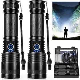 Mixilin 765429613230 Rechargeable Flashlights 2 Pack Super Bright 99000 High Lumens Flashlight 5