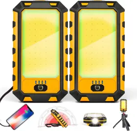 Molrebe Zy-0108-us 2pack Led Work Light 1500lumens Rechargeable Magnetic Flashlight Rota