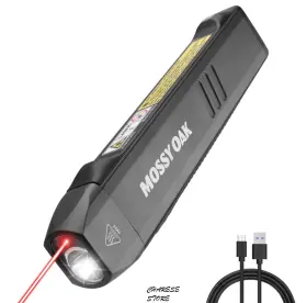 Mossy Oak 820909621867 Rechargeable Flat Flashlight 1200lm Slim Led Work Light With Magnet And Cl