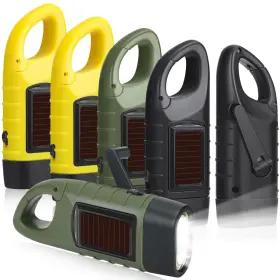 Mudder Mudder-solar-2881 6 Pcs Hand Crank Solar Powered Flashlights Green Yellow Black