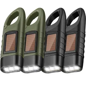 Mudder Solar-2775 4 Pack Hand Crank Solar Powered Flashlight Emergency Rechargeable Led