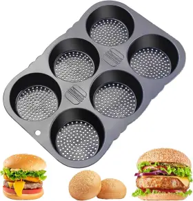 Mujuze Mold101 Hamburger Bun Pan Silicone Burger Pans For Baking Large Style 5