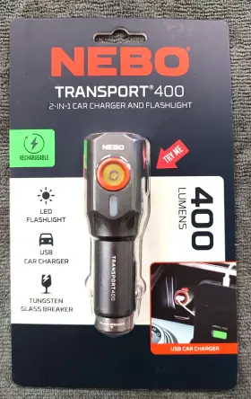 Nebo 645397941200 New Transport 400 2-in-1 Car Charger And Flashlight Lumens Compact