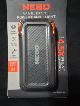 Neb-pbk-0011 Nebo 645397943457 Rambler 2 In 1 20k Portable Fast Charging Power Bank Led Light