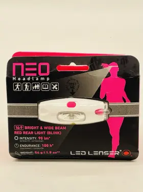 Neo 880216 Led Lenser Headlamp Flashlight Pink 100 Hr Rear Blink 90 Lumens 10m New