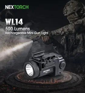 Nextorch Wl14 Compact Weapon Light 500 Lumens Usb-c Rechargeable Pistol