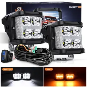 A-w0820 Nilight Side Shooter Led Light Pods With Amber Drl 4 Inch 26 W Spot Flood Com