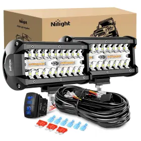 Nilight Zh552 6.5inch Off-road Led Light Bar 2pcs 120w 3 Lighting Modes White/amb