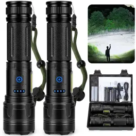 Nj Forever P130-cob Rechargeable Flashlights 99000 High Lumens Led Flashlight Super Br