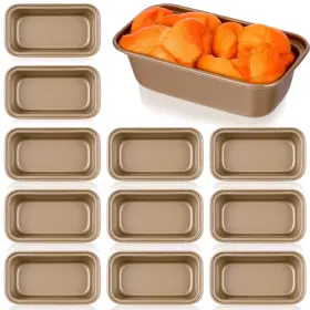 Nodaaiie 715582 1 2n9lkkdl 12 Pcs Mini Loaf Pan For Baking Nonstick About 6.1 X 3.3 2.1 Inches Gold