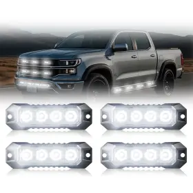 Nrgedzam Xd-psd-04k-w 4pcs Ultra Slim Led Strobe Lights For Trucks - 4-led Surface Mount Flashing E