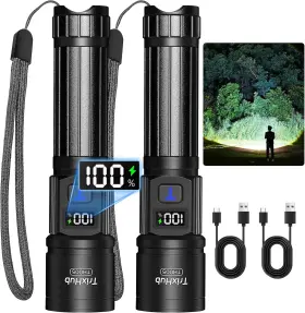 Ns 445015221270 2x Super Bright High Lumens Flash Light 5 Modes Zoom Lcd Display Led Flashlights