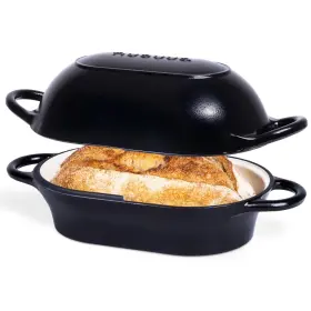 Nuovva Nu00863 Dutch Oven For Sourdough Bread Baking Enamelled 24cm X 16cm Black