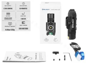 Olight 54698 Baldr Pro R Tactical Flashlight 1350 Lumens Black Rechargeable