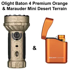 Olight 977261691626 Marauder Mini Desert Terrain And Baton 4 Orange Premium Rechargeable Lights
